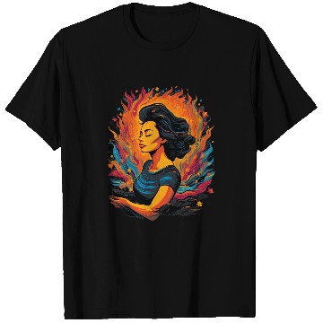 Discover Yoga Pose Meditation Lover Abstract Fiery Art T-Shirts