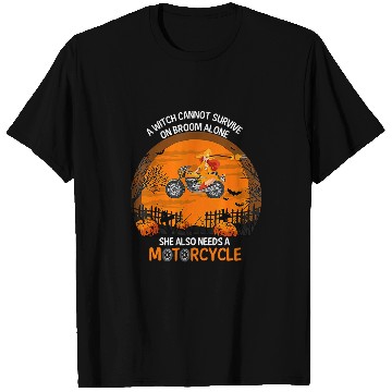 Discover Witch Cant Survive On Broom Alone She Needs A Motorcycle T-Shirts