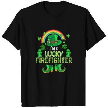Discover Im A Lucky Firefighter St  Patricks Day Firefighter Symbol T-Shirts