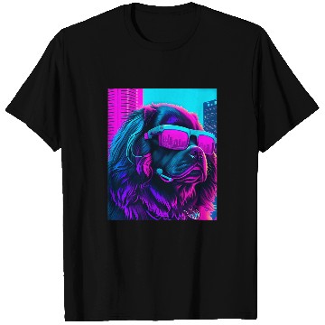 Discover Newfoundland Dog Newfie Vaporwave 80s Synthwave Retrowave T-Shirts
