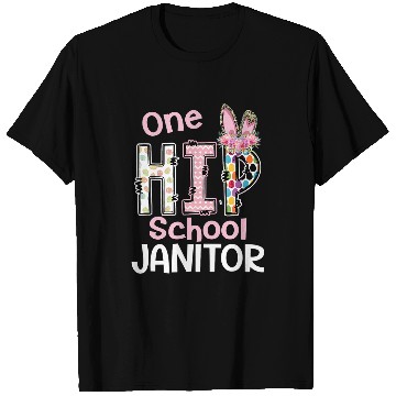Discover One Hip School Janitor Bunny Leopard School Easter T-Shirts