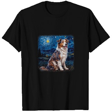 Discover Van gogh Australian Shepherd in starry night T-Shirts