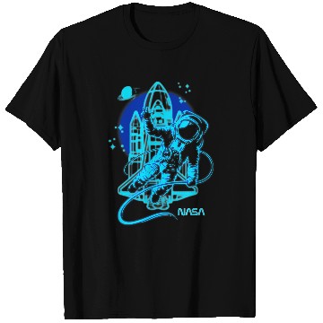 Discover NASA vintages Retro Neon Glow Astronaut Space Walk Poster T-Shirts