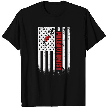 Discover Patriotic Phlebotomist American flag Phlebotomy Technician T-Shirts