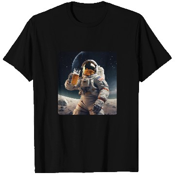 Discover Moon Astronaut Man On The Moon Spaceman drinking beer T-Shirts