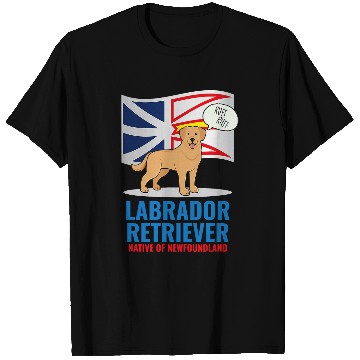 Discover Yellow Labrador Retriever Dog Barking Newfoundland Flag T-Shirts