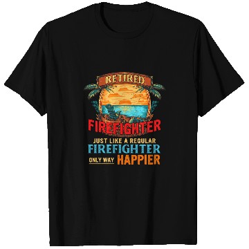 Discover vintages Beach Retired Firefighter Definition Only Happier T-Shirts
