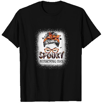 Discover Messy Bun Spooky Instructional Coachs Bleached Halloween Bat T-Shirts