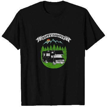 Discover Retro Sunset RV Happy Camper Camping T-Shirts