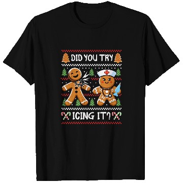 Discover Did You try Icing It Funny Gingerbread Man Christmas nurses T-Shirts