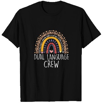 Discover Dual Language Crew Rainbow Leopard Teacher Back To School T-Shirts