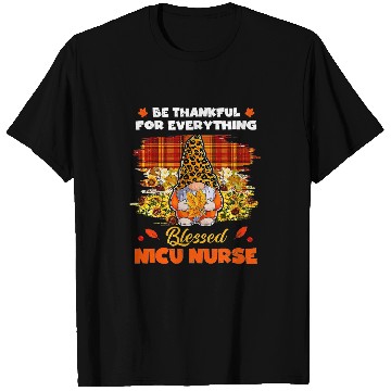 Discover Thankful Blessed NICU nurses Gnome Fall Thanksgiving T-Shirts
