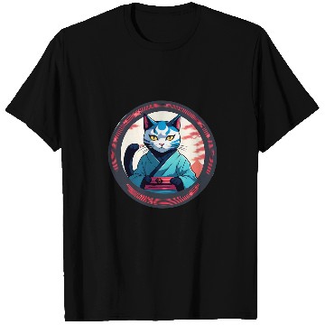 Discover Japanese Samurai Cat Kawaii Funny Anime Teacher Ninja Cat T-Shirts