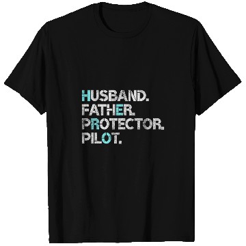 Discover Mens Husband Father Protector Pilot Gift Funny Dad Humor T-Shirts
