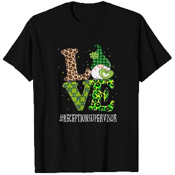 Discover Reception Supervisor Love St Patricks Day Gnome Leopard T-Shirts