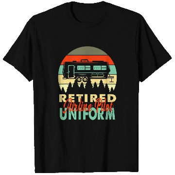 Discover Retired Airline Pilot Uniform Rv Camping Retirement T-Shirts