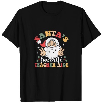 Discover Retro Groovy Santas Favorite Teacher Aide Christmas T-Shirts