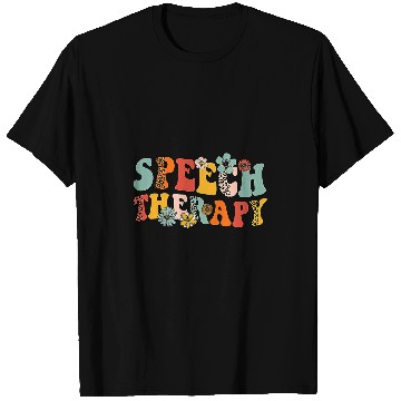 Discover Retro Groovy Speech Therapy Leopard SLP Speech Therapist T-Shirts