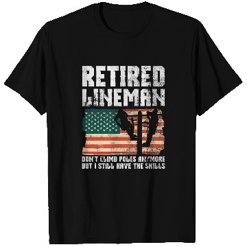 Discover Retired Lineman Design For Patriotic Lineworker T-Shirts