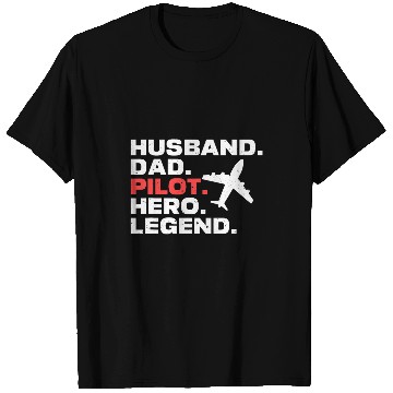 Discover Husband DAD Pilot HERO LEGEND Retro Pilot Present T-Shirts