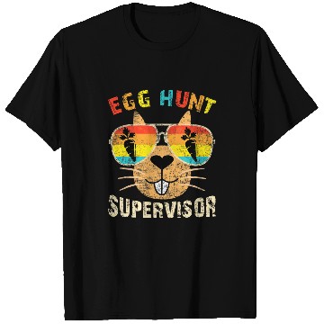 Discover Egg Hunt Supervisor Retro Egg Hunting Party Mom Dad Easter 2 T-Shirts