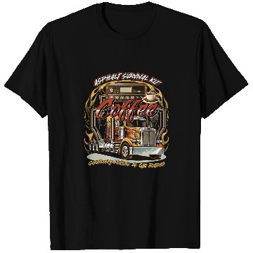 Discover Asphalt Survival Coffee Country Music CB Radio Trucker Funny T-Shirts