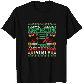 Discover Diary Writing Christmas Party Diary Writer Ugly Christmas T-Shirts