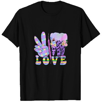 Discover Peace Love Dental Purple nurses Cute Teeth T-Shirts
