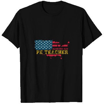 Discover PE Physical Education Coachs 2P E  Teacher USA Map Flag Gift T-Shirts