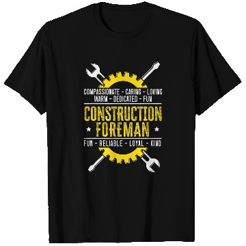 Discover Construction Excavator Job Foreman Construction Worker 1 T-Shirts