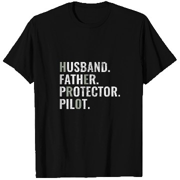 Discover Husband Father Protector Pilot Gift Funny Dad Humor T-Shirts