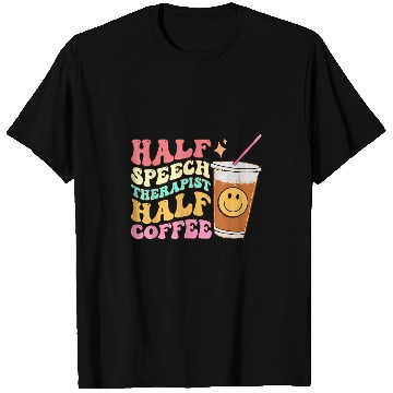Discover Retro Groovy Half Speech Therapist Half Coffee SLP Therapy T-Shirts