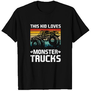 Discover This Kid Loves Monster Trucks vintages Trucker T-Shirts