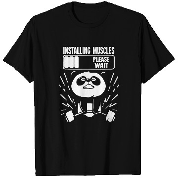 Discover Panda Installing Muscles Loading Gym Fitness T-Shirts