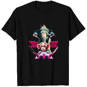 Discover Elephant monkey pop art funny aircraft airplane pilot monkey T-Shirts