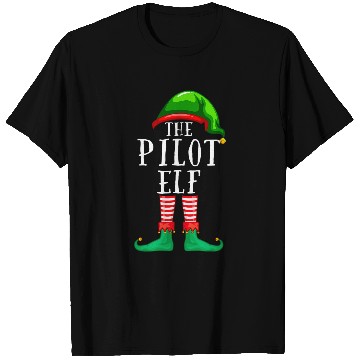 Discover The Pilot Elf Matching Profession Christmas Funny T-Shirts