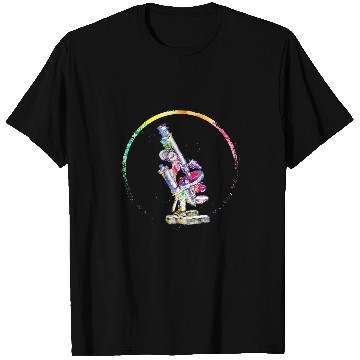 Discover microscope watercolor female scientist lab tech T-Shirts