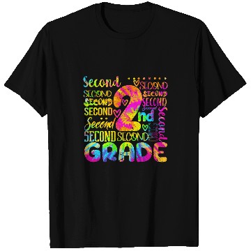 Discover Tie Dye 2nd Grade Typography Team Second Grade Teacher T-Shirts