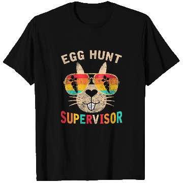 Discover Egg Hunt Supervisor Retro Egg Hunting Party Mom Dad Easter T-Shirts