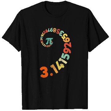 Discover Retro Pi Spiral Math Teacher National Pi Day Men Women T-Shirts