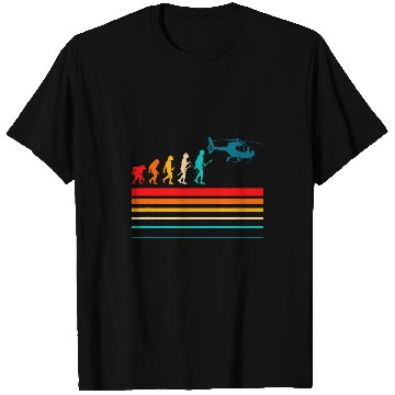 Discover Helicopter Evolution Helicopter Pilot Rotorcraft Retro T-Shirts