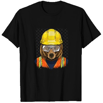 Discover Construction Worker Brown Grizzly Bear Laborer Bear Lover T-Shirts