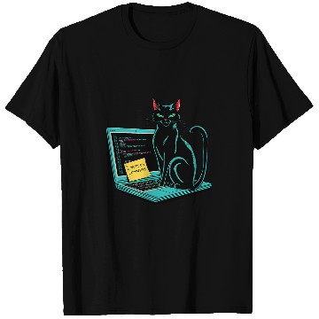 Discover Cat I Work On Computers Coding Geek Design T-Shirts
