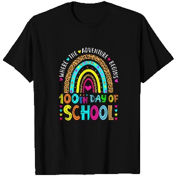 Discover Teacher Student 100 Day Where The Adventure Begin Rainbow T-Shirts