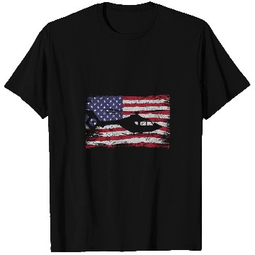 Discover Heli Pilot Aviation Military US Flag Helicopter T-Shirts