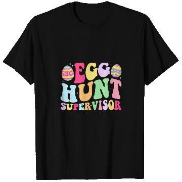 Discover Egg Hunt Supervisor Retro Egg Hunting Party Mom Dad Easter 1 T-Shirts