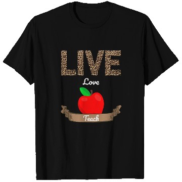 Discover Teacher Student Back To School Leopard Print Live Love Teach T-Shirts