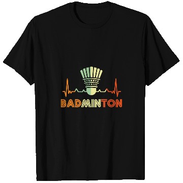 Discover Badminton Heartbeat Retro Style 70s 80s Badminton Player T-Shirts