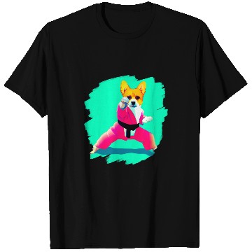 Discover Corgi Doing Karate Kick Black Belt Martial Arts Dog 2 T-Shirts