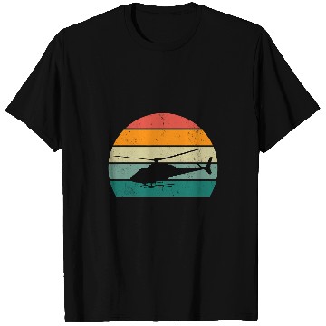 Discover Helicopter Pilot Retro Sunset Design T-Shirts